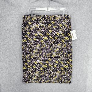 Lularoe NEW! Cassie Skirt Womens Size XL Black Gray Yellow Geometric Pull On
